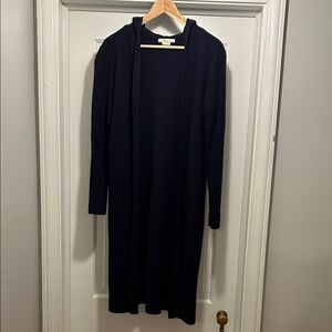 Boden Relaxed Hooded Cardigan - Navy Ribbed